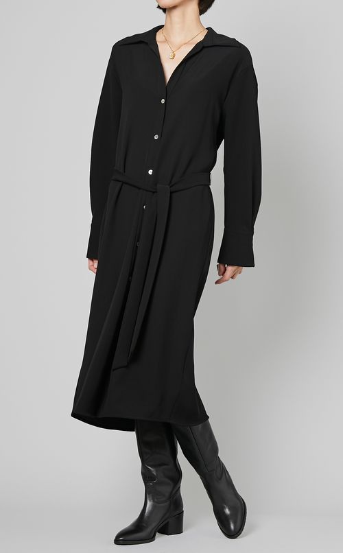 クレープロングスリーブシャツワンピース