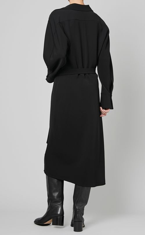 クレープロングスリーブシャツワンピース