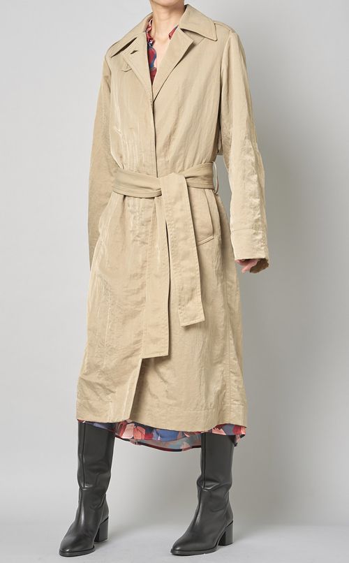 ナイロンミディ丈トレンチコート