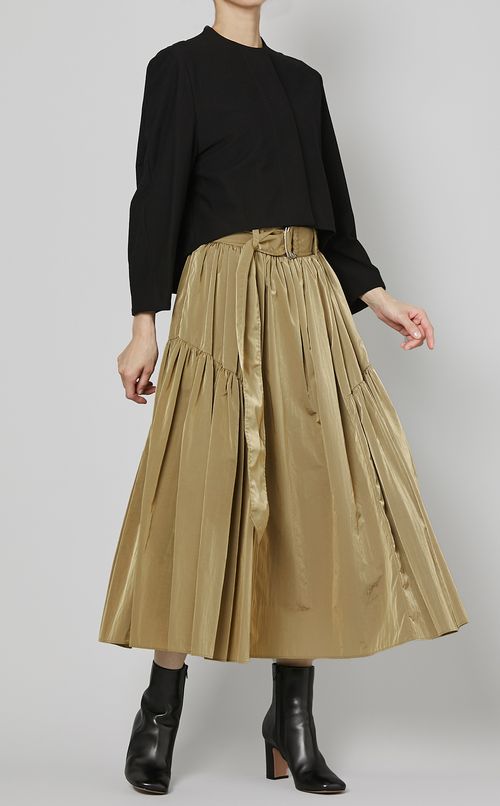 シャンブレーティアードベルト付スカート