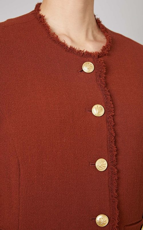 ノーカラーフリンジショートジャケット