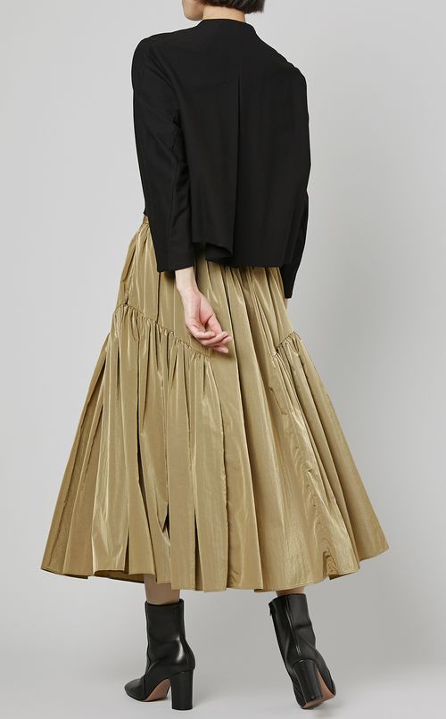 シャンブレーティアードベルト付スカート