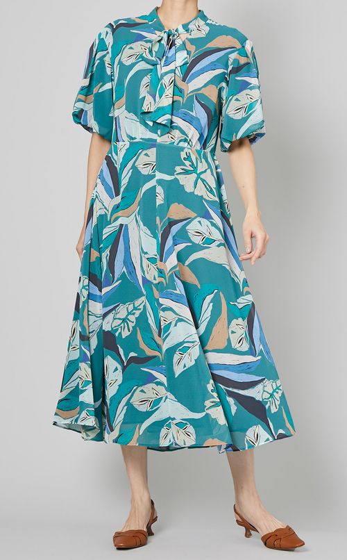 ハンドドローイングプリントワンピース