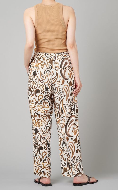リネン混ペイズリーイージーパンツ