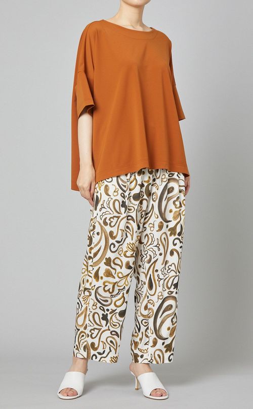 リネン混ペイズリーイージーパンツ