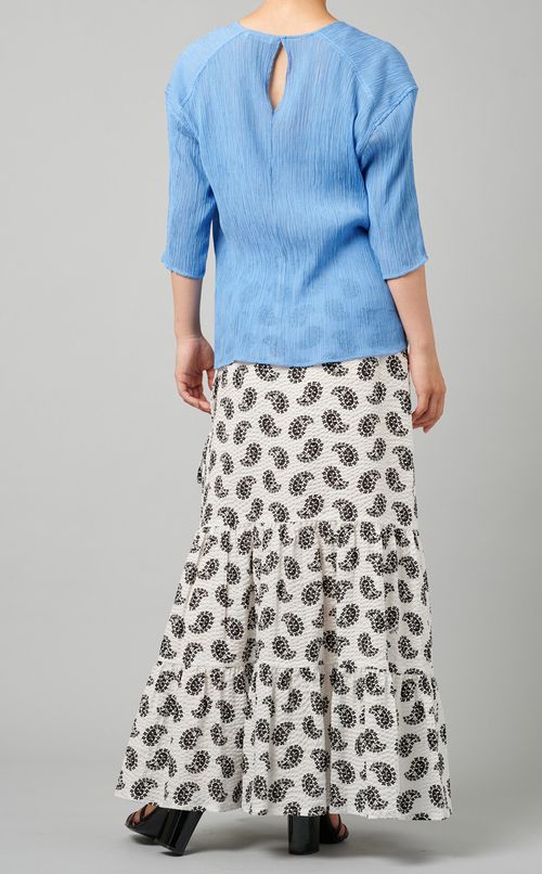 コットンシルククルーネックブラウス