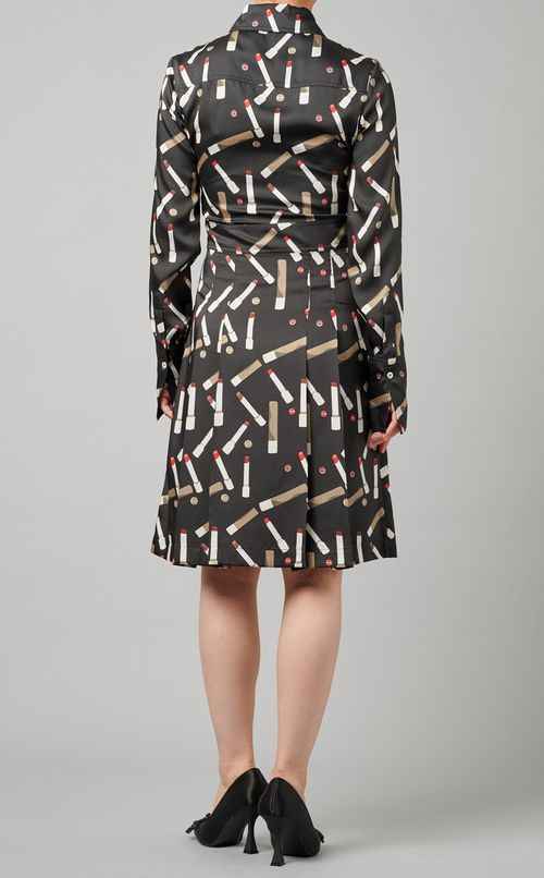 リップスティック柄プリーツワンピース