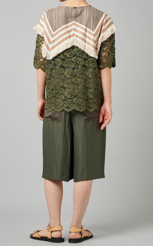 レース切替ブラウス
