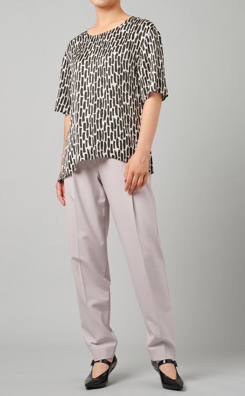 プリントショートスリーブブラウス