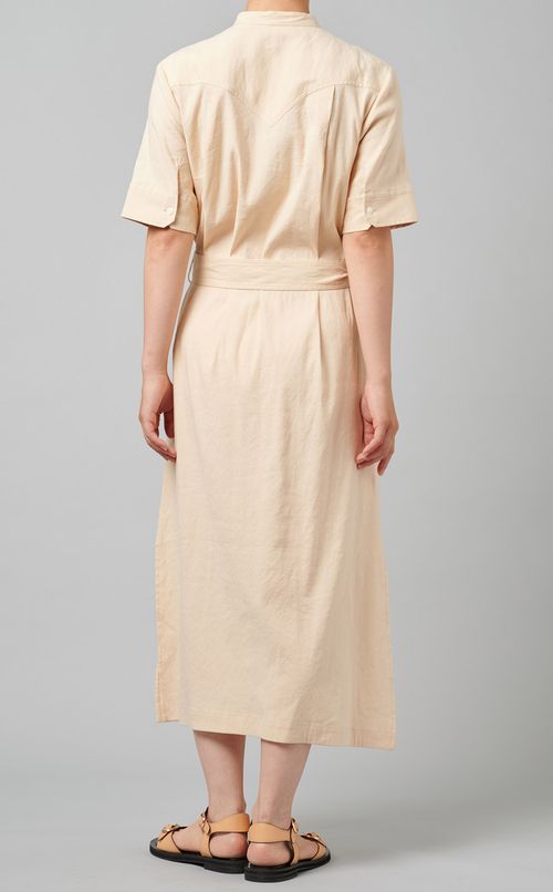 リネンスタンドカラーワンピース