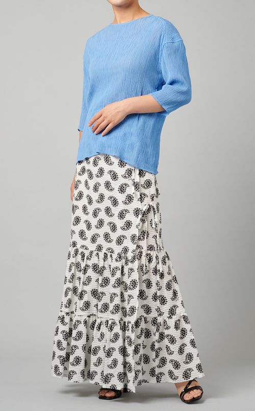 コットンシルククルーネックブラウス