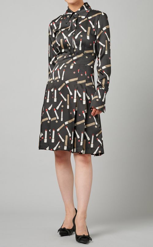 リップスティック柄プリーツワンピース