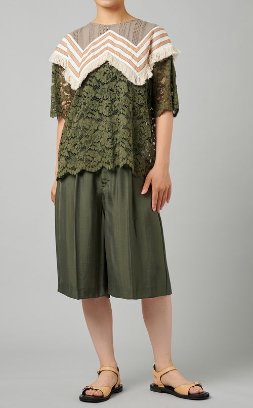 レース切替ブラウス