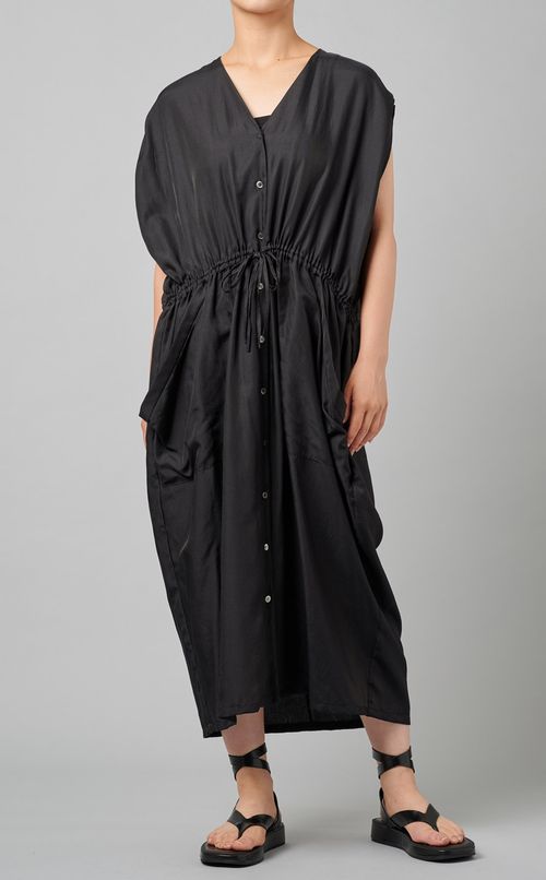 シルクコットンVネックワンピース