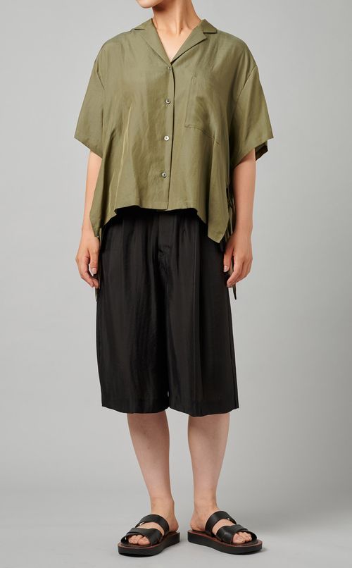 シルクコットンオープンカラーシャツ