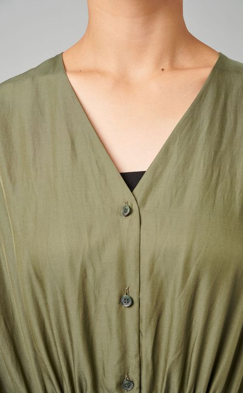 シルクコットンVネックワンピース