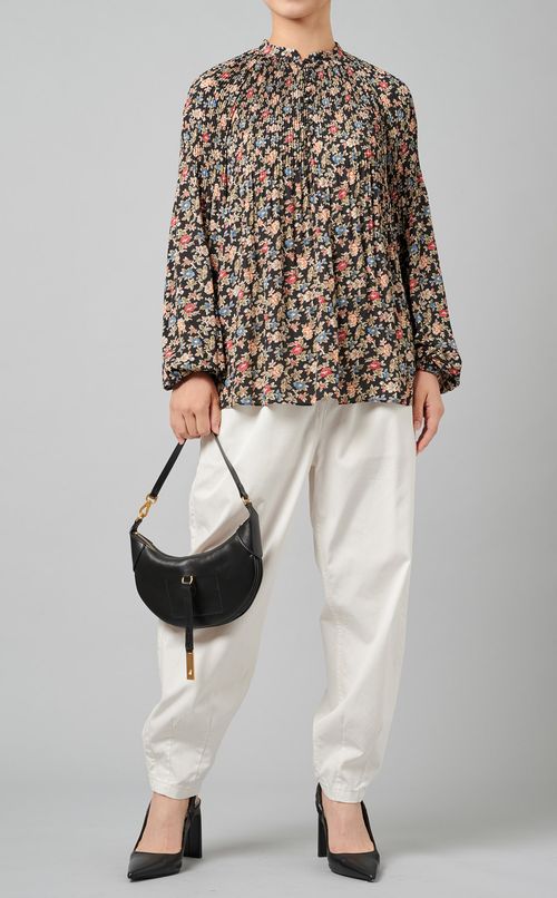 小花柄ギャザーブラウス