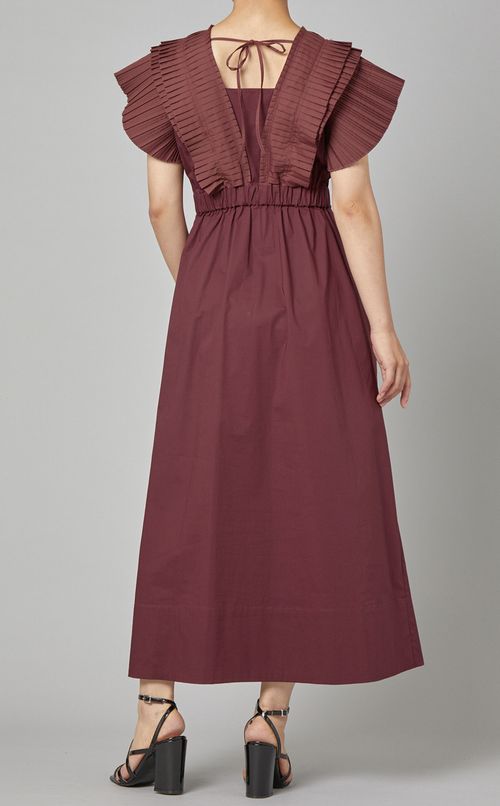 プリーツVネックワンピース