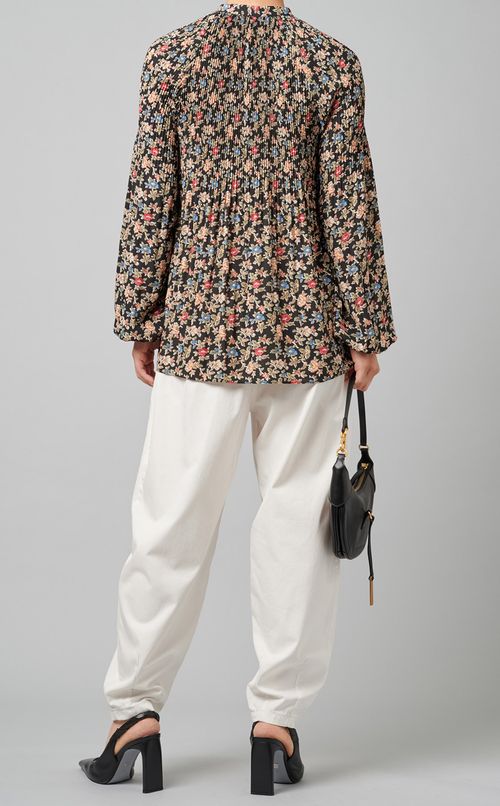 小花柄ギャザーブラウス