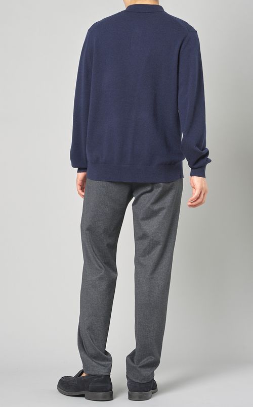 ウールロングスリーブポロシャツニット