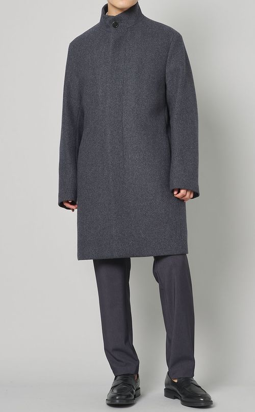 ウールナイロンスタンドカラーコート