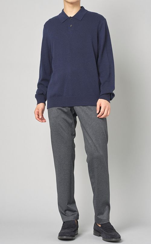 ウールロングスリーブポロシャツニット