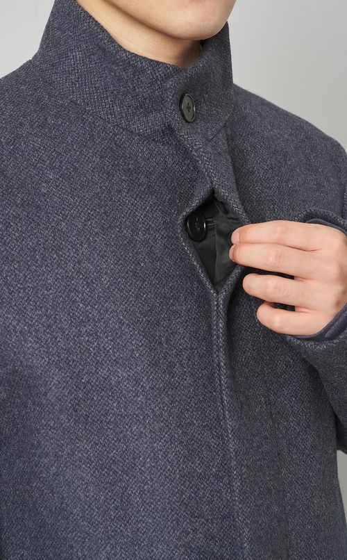 ウールナイロンスタンドカラーコート