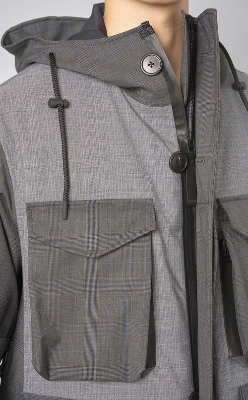 グレンチェックミリタリーコート