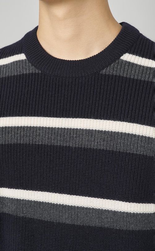 カシミヤボーダークルーニット