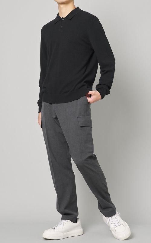 ウールロングスリーブポロシャツニット