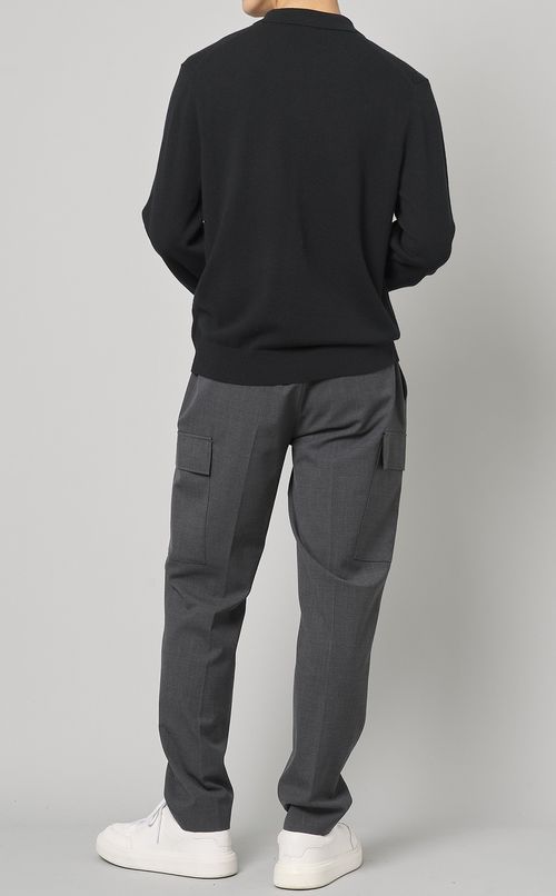 ウールロングスリーブポロシャツニット