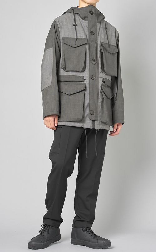 グレンチェックミリタリーコート