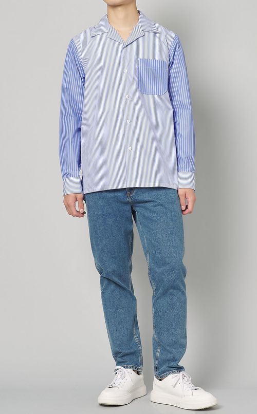 マルチストライプオープンカラーシャツ