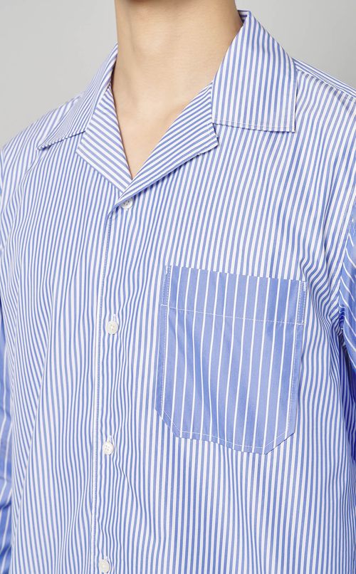 マルチストライプオープンカラーシャツ