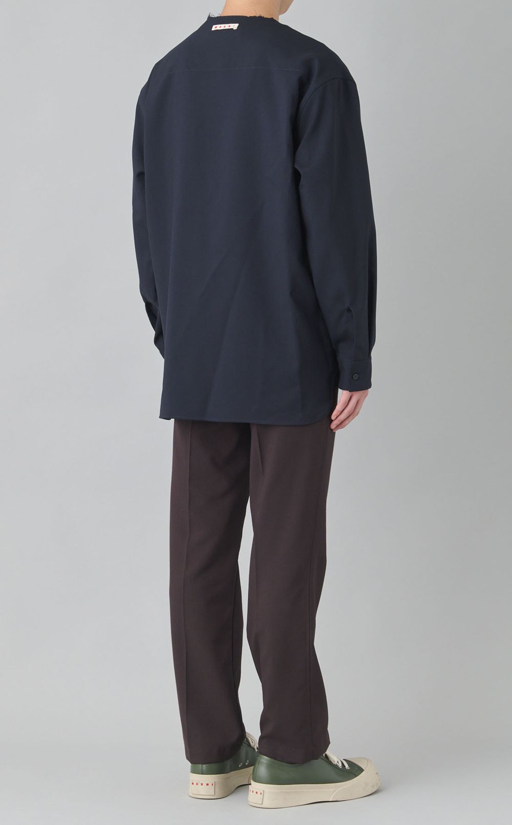 ノーカラーオーバーシャツ