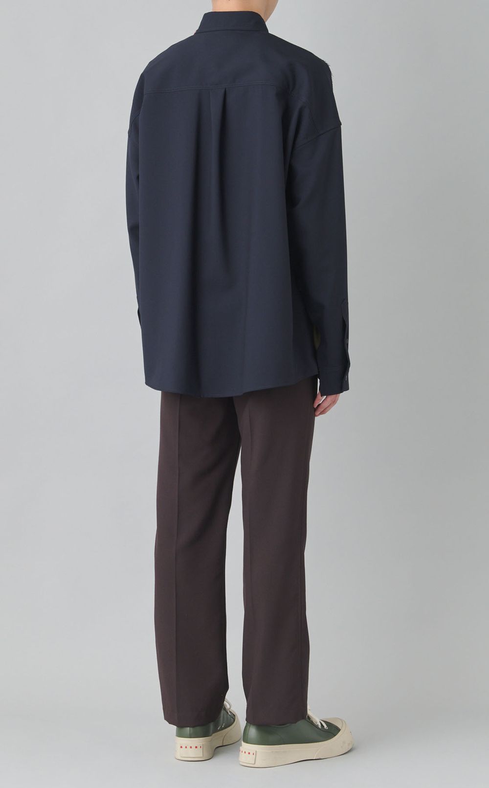 バイカラートロピカルウールシャツ