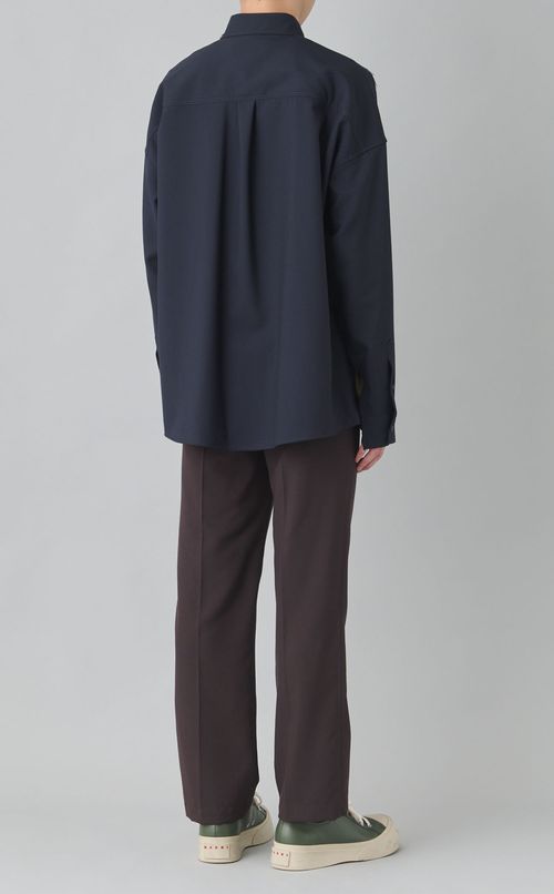 バイカラートロピカルウールシャツ