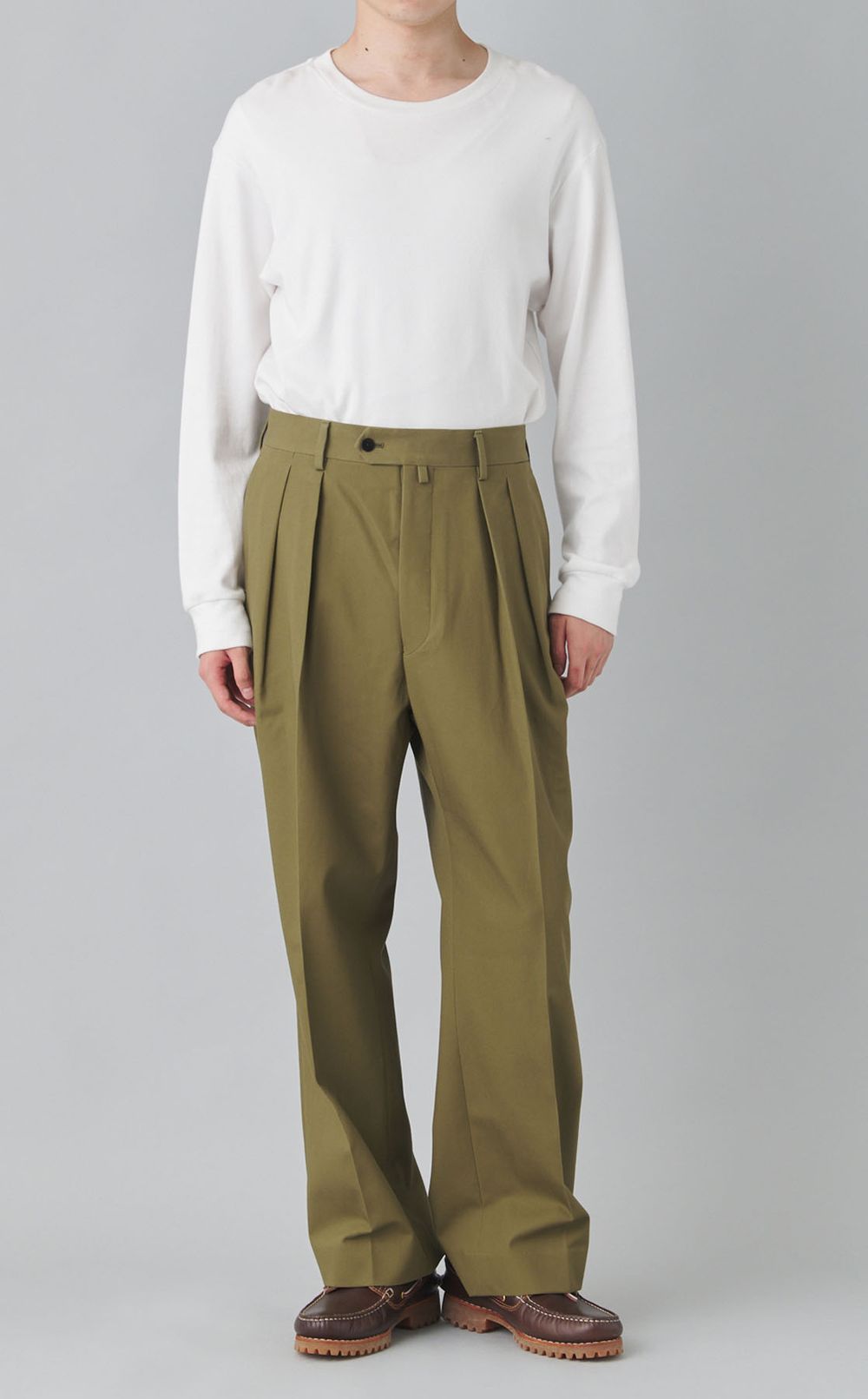 コットンツイル2タックワイドパンツ