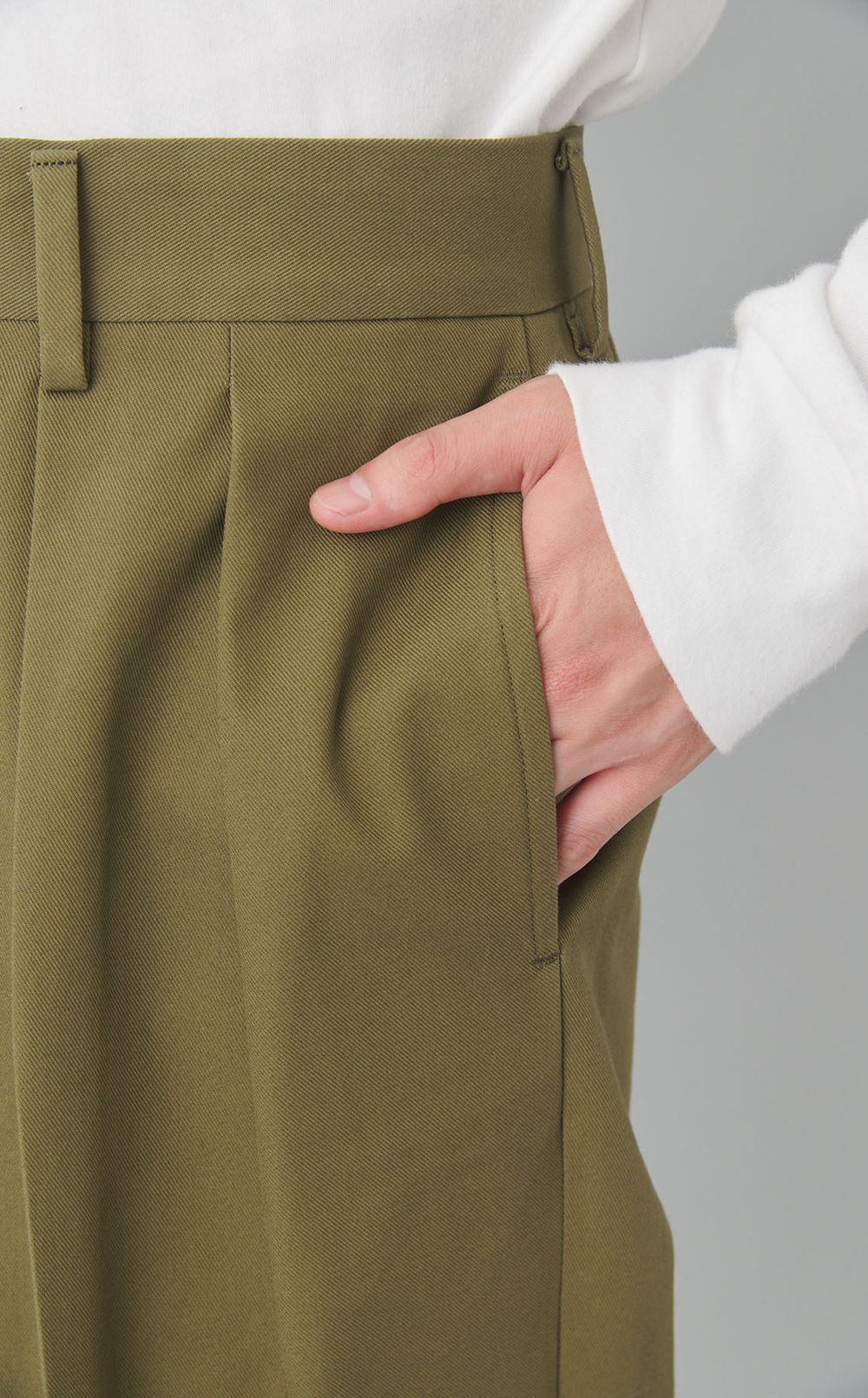 コットンツイル2タックワイドパンツ