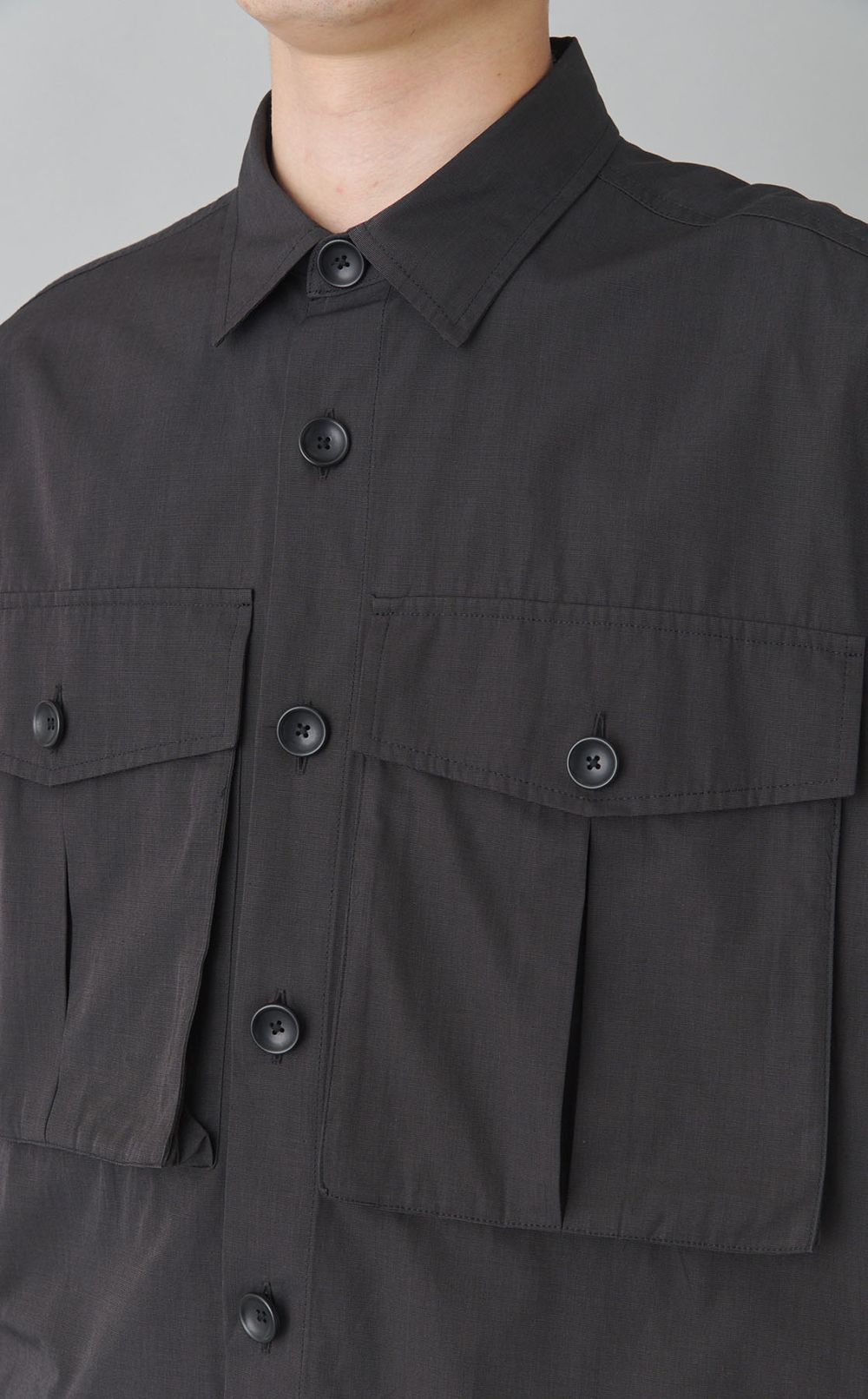 シャンブレーサファリショートシャツ