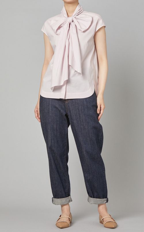 ビッグボウタイノースリーブブラウス