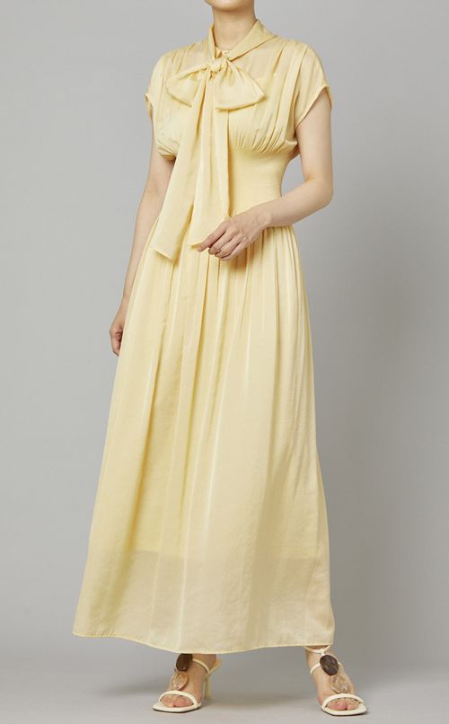 ウエストシャーリングボウタイワンピース