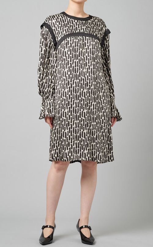プリントロングスリーブミニワンピース