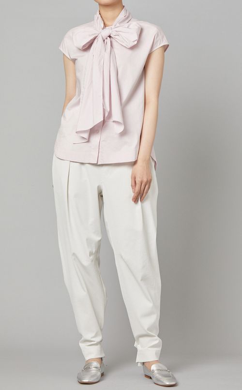 ビッグボウタイノースリーブブラウス