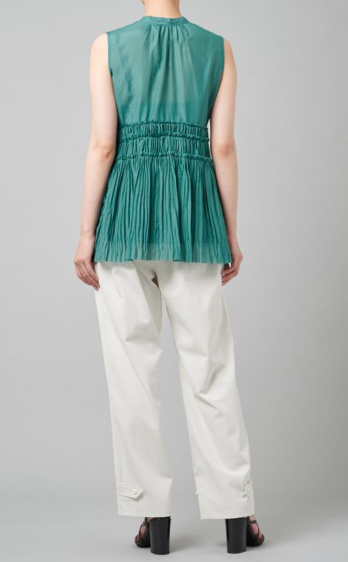 シルクコットンノースリーブブラウス