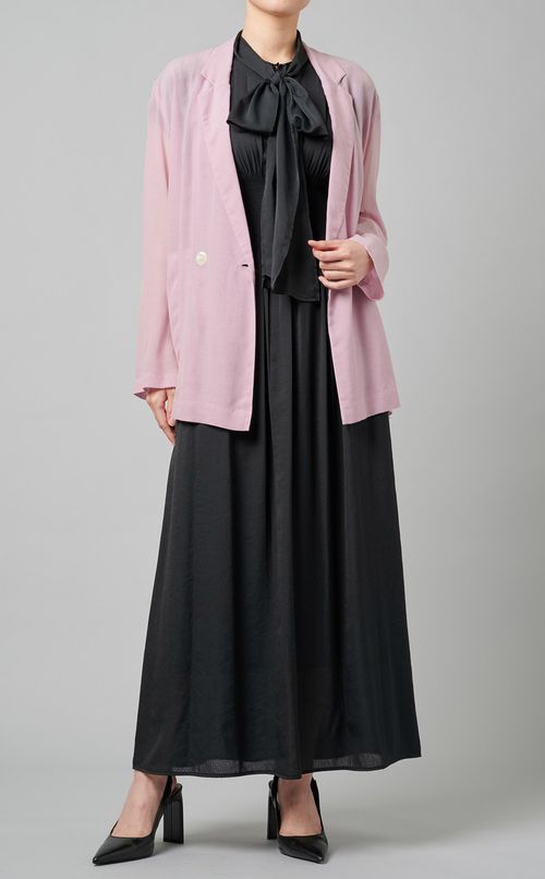 ウエストシャーリングボウタイワンピース