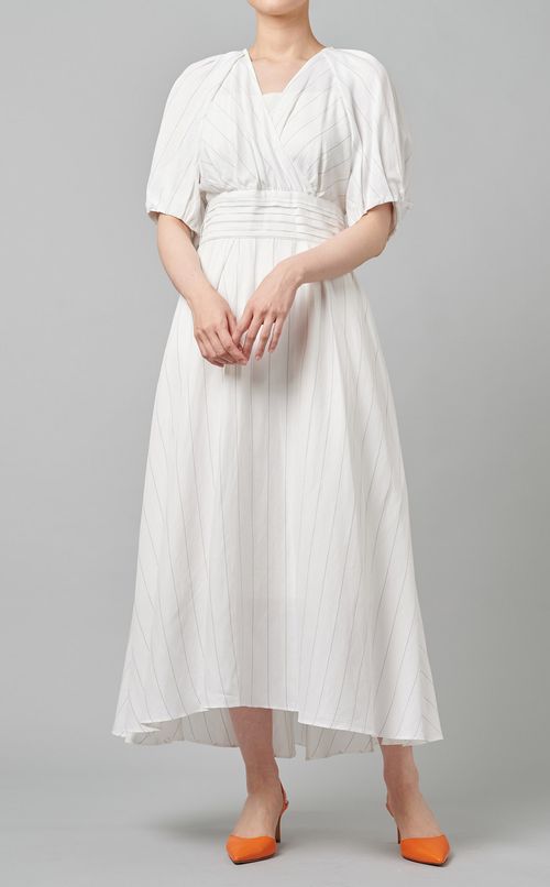 ストライプカシュクールワンピース