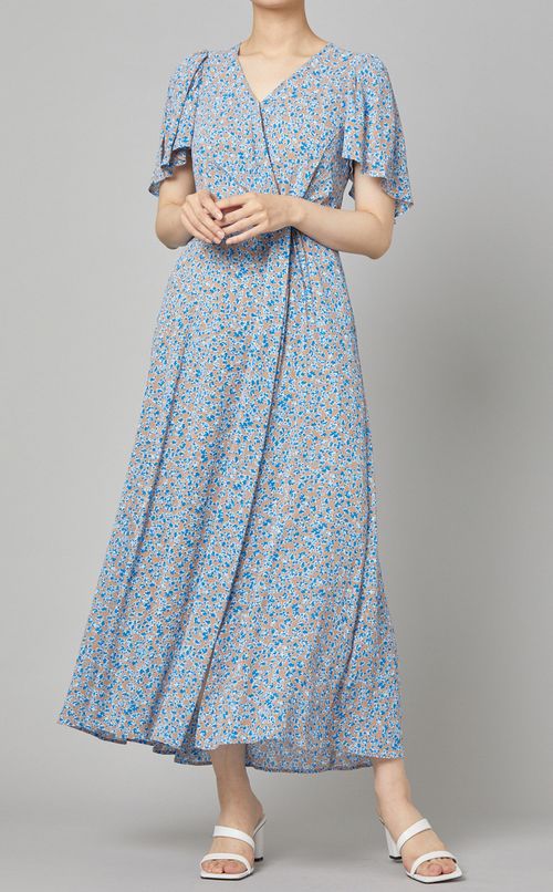 カシュクールプリントワンピース