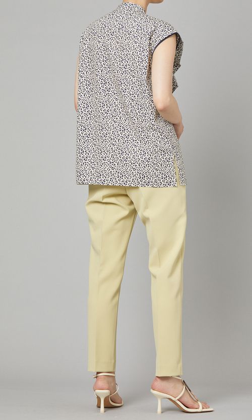 フロントラッフルレオパードブラウス