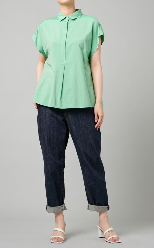 レーヨンシャツカラーブラウス